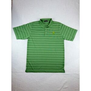 River's End John Deere Classic Green Striped Performance Polo Shirt Mens Medium